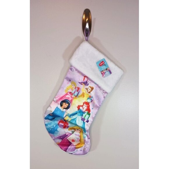 Disney Christmas Princess Ariel Jasmine Belle Aurora Rapunzel Stocking NWT - Picture 1 of 3